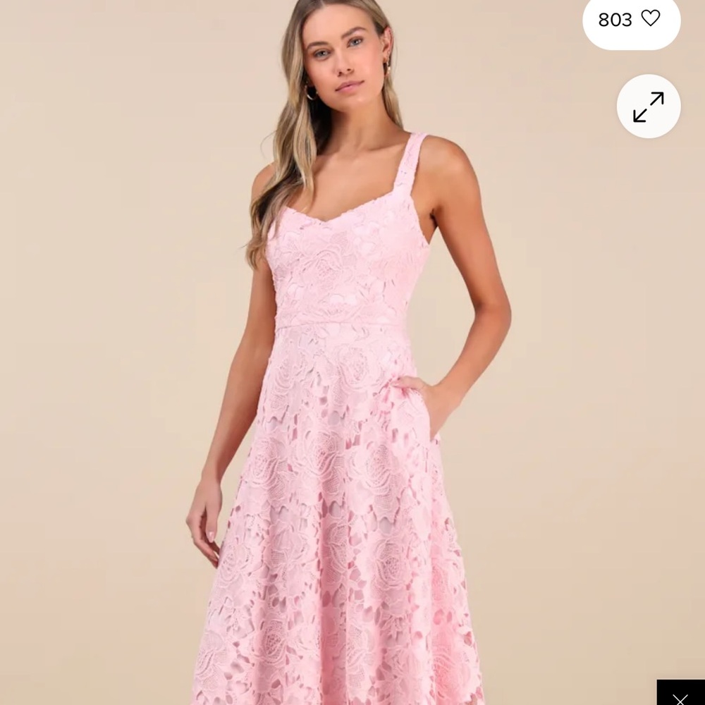 Lulu's Blush Pink Lace Midi Dress
